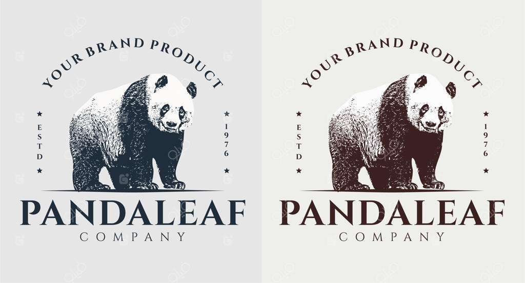 مجموعه لوگو وینتیج برگ پاندا