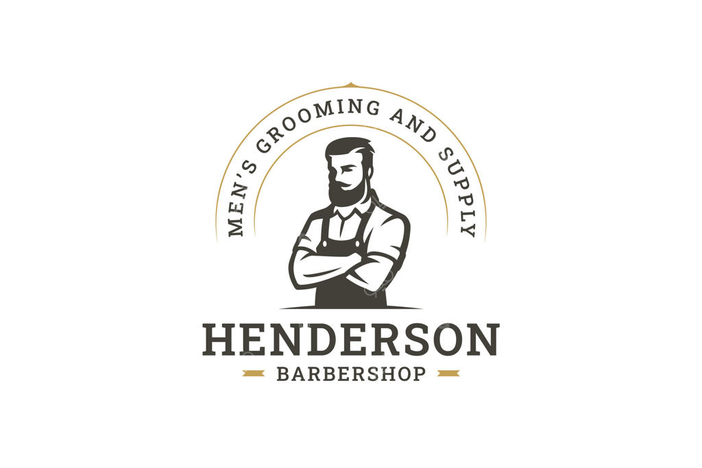 طراحی لوگوی آرایشگاه با تصویر آقایان و عناصر سبک قدیمی