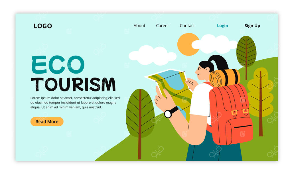 قالب صفحه فرود برای آگاهی‌بخشی به گردشگری بوم‌دوست