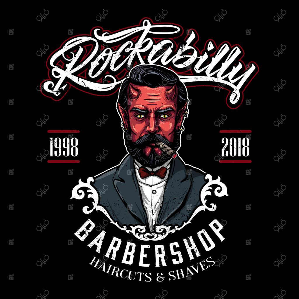 لوگوی دست‌کشیده آرایشگاه با سبک قدیمی