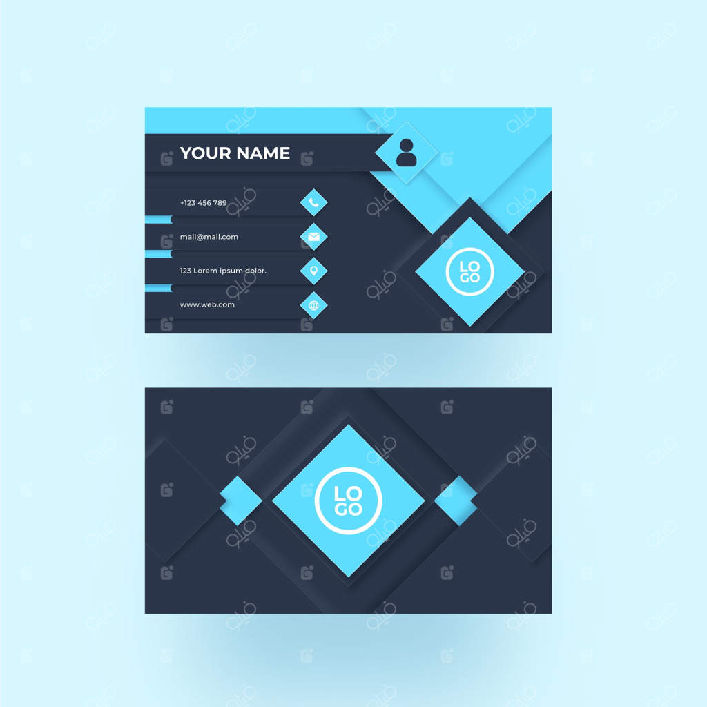 قالب کارت ویزیت آبی با طراحی نئومورفیک