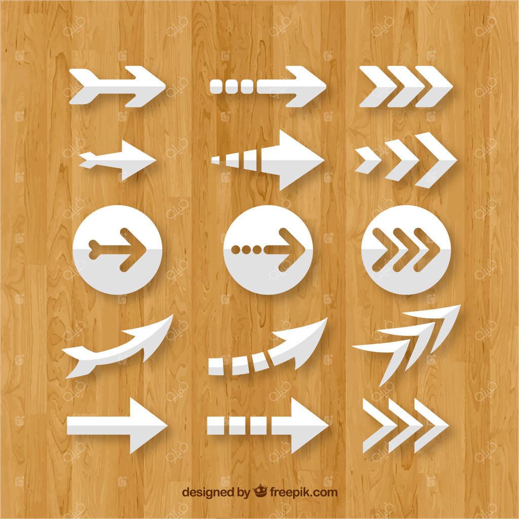 مجموعه‌ای از فلش‌های رنگی برای علامت‌گذاری به سبک تخت