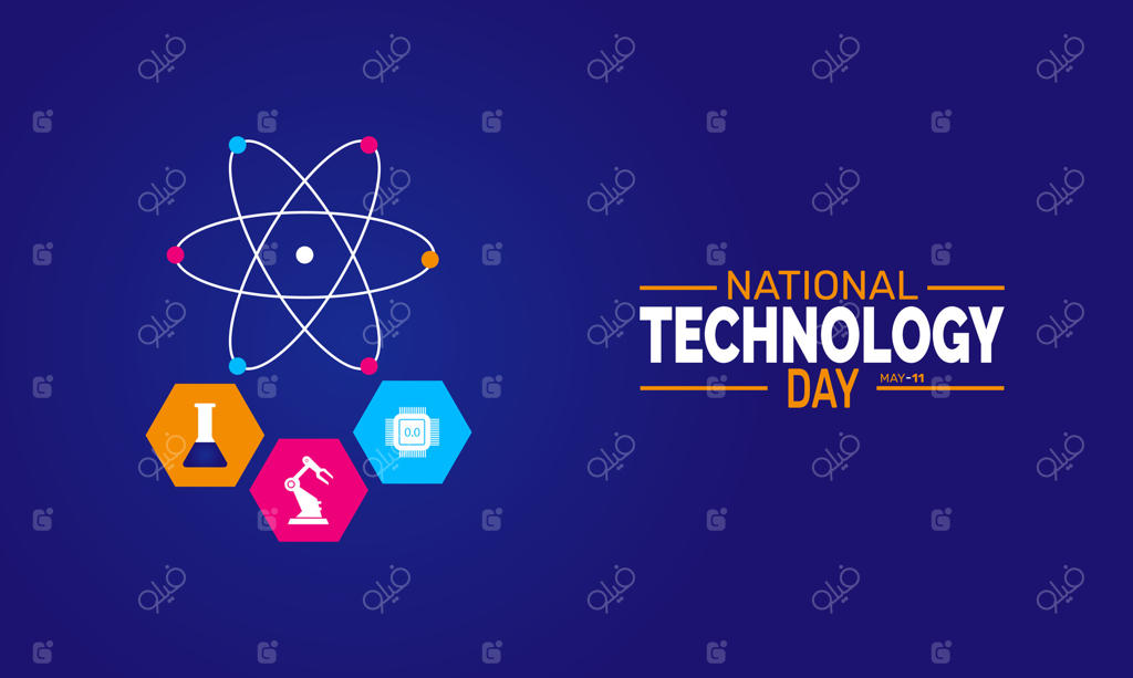 پترن پس‌زمینه روز ملی فناوری، مفهوم نوآوری و پیشرفت، مناسب برای بنرها، پوسترها و طراحی دیجیتال