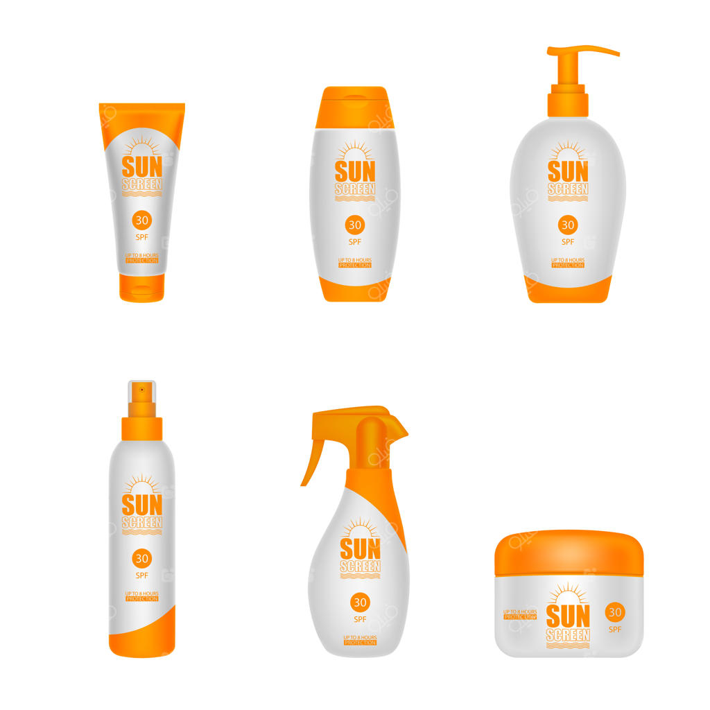 مجموعه‌ای از بطری‌های مختلف ضدآفتاب