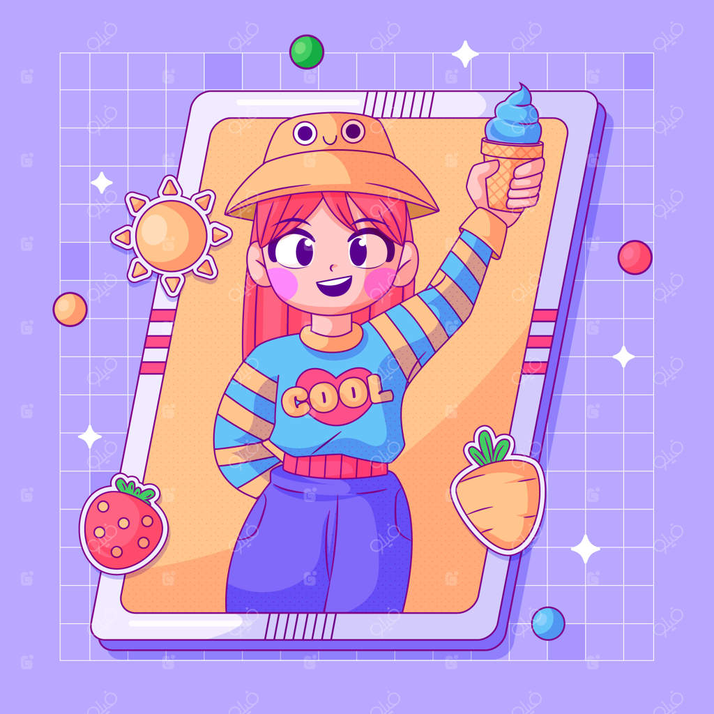 تصویرسازی کودک آسیایی با دست کشیده شده