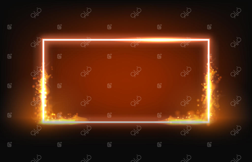 قاب مربعی نئونی با عناصر آتش و دود