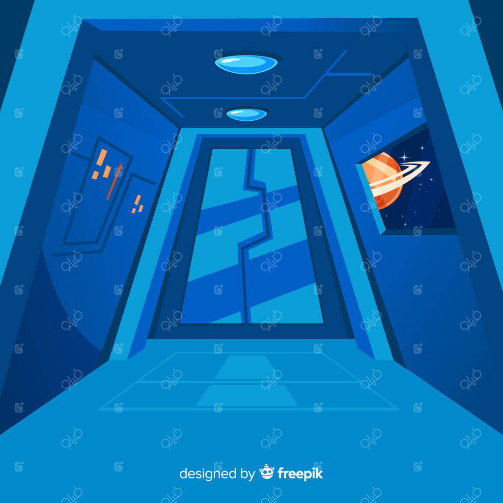 پس زمینه داخلی سفینه فضایی مدرن با طراحی ساده