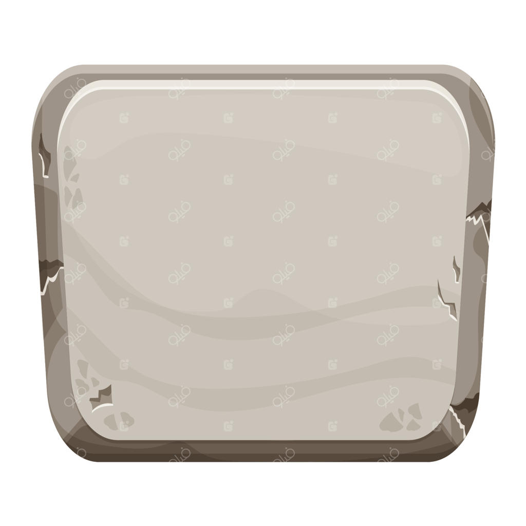 تخته سنگ: پنل گرافیکی به سبک کارتون با عناصر ترک‌خورده، پس‌زمینه سفید، قاب خالی، تزئین گرانیتی. رابط کاربری برای بازی‌ها، کلیپ‌آرت. وکتور.