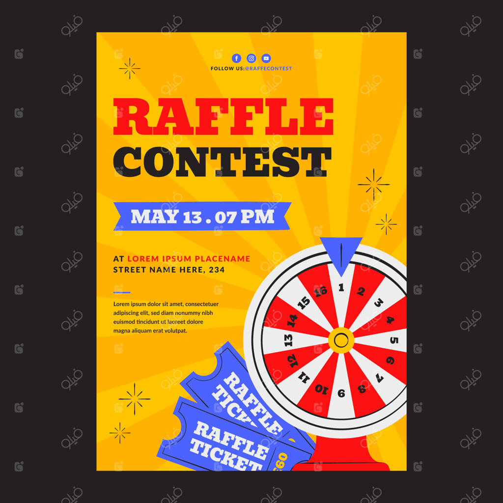 قالب بروشور قرعه‌کشی دستی طراحی شده