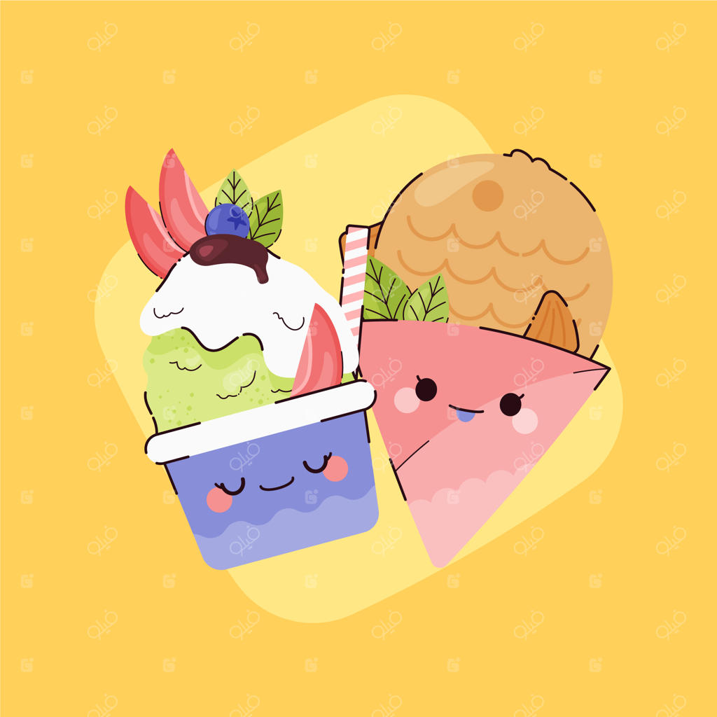 تصویرسازی غذای ژاپنی با طراحی دستی و تخت