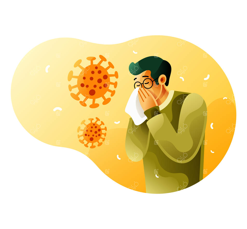 مرد بیمار به خاطر ویروس کرونا عطسه می‌کند
