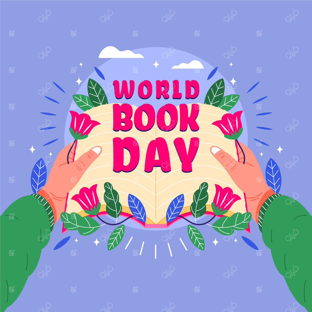 روز جهانی کتاب و فردی که کتاب باز در دست دارد