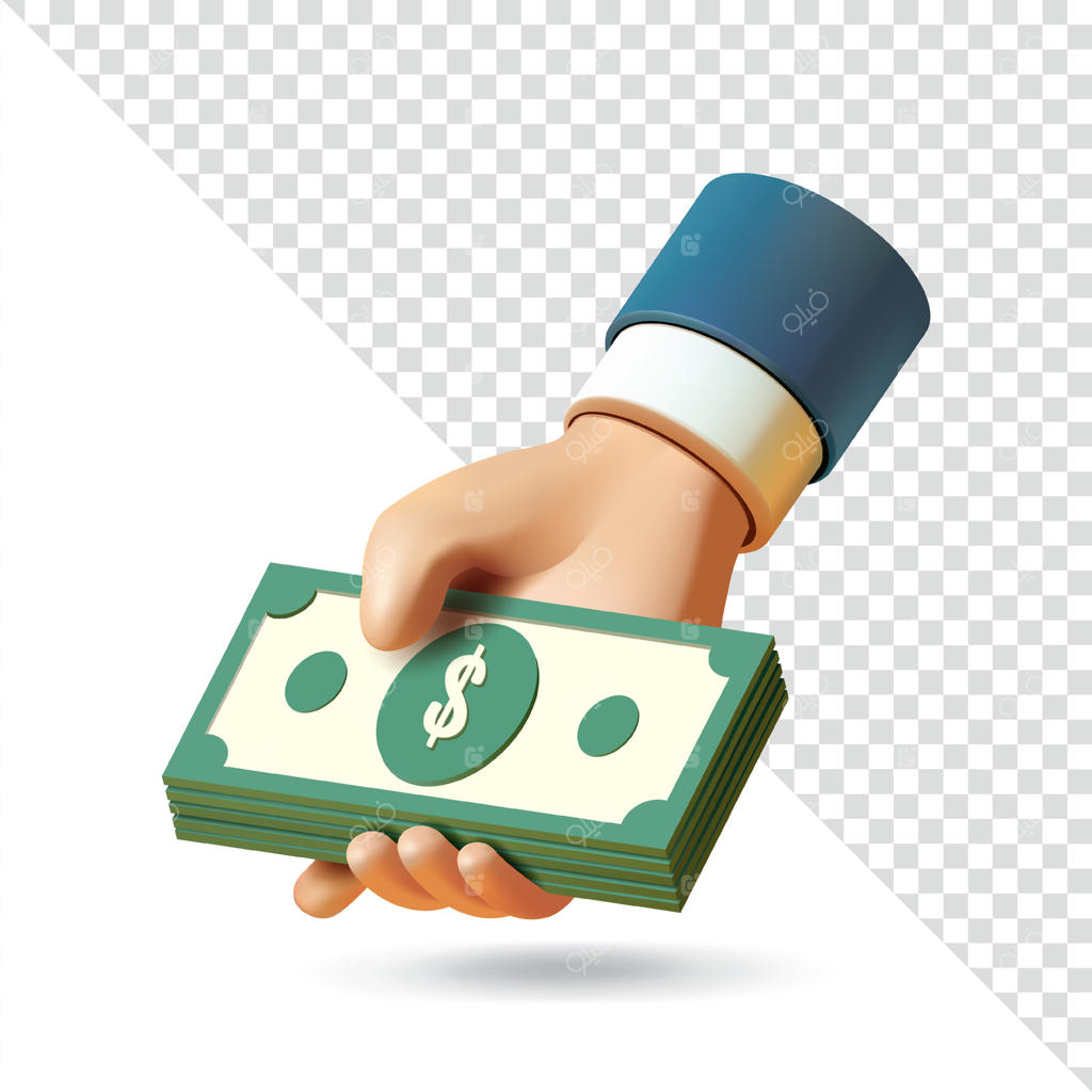 دست پول نگه داشته، سه‌بعدی. مناسب برای کسب‌وکار