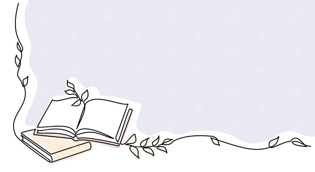 کتاب باز با قاب شاخه برگ‌ها - طرحی خطی پیوسته از آموزش و دانش