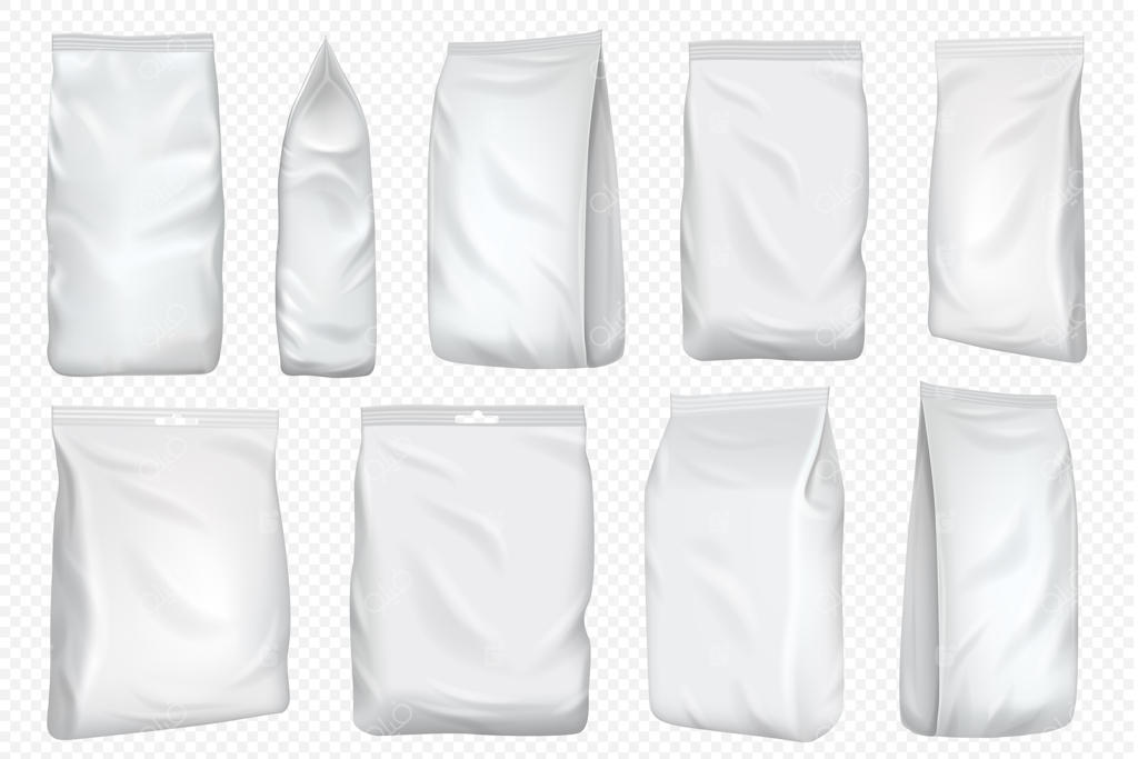 کیسه فویل، بسته پلاستیکی و پترن کیسه‌کاغذی: قالب بسته‌بندی بسته‌بندی مواد غذایی برای طراحی بسته قهوه و چای.