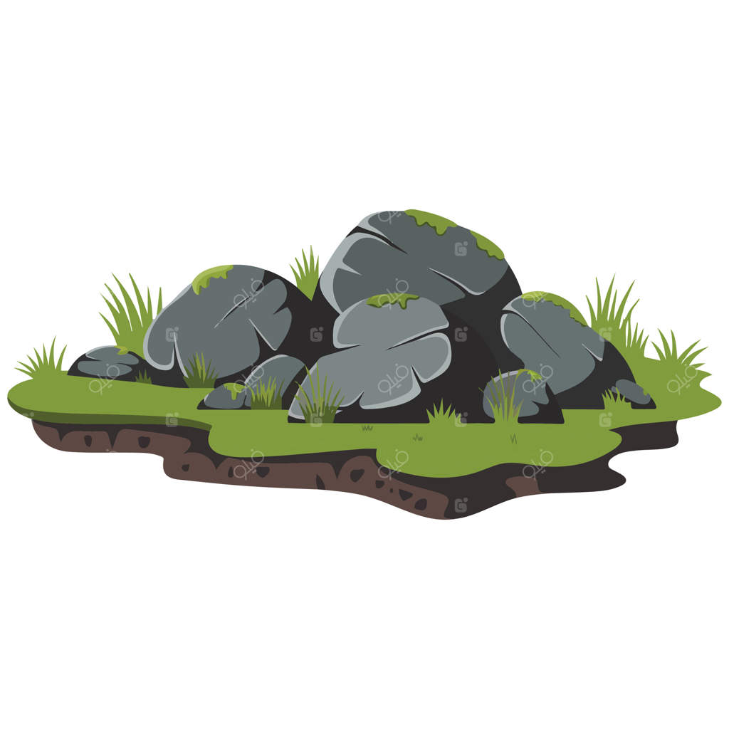 تصویر بسترهای سنگی خزه‌پوش در زمینه سفید