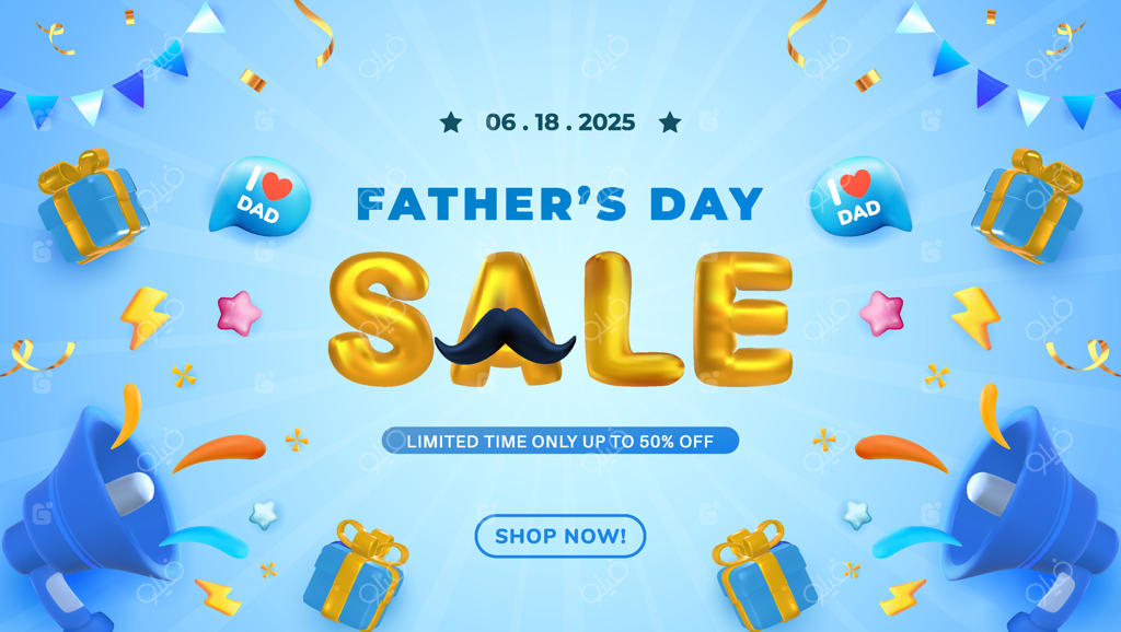 بنر تبلیغاتی جشنواره تخفیف روز پدر همراه با هدایای ویژه