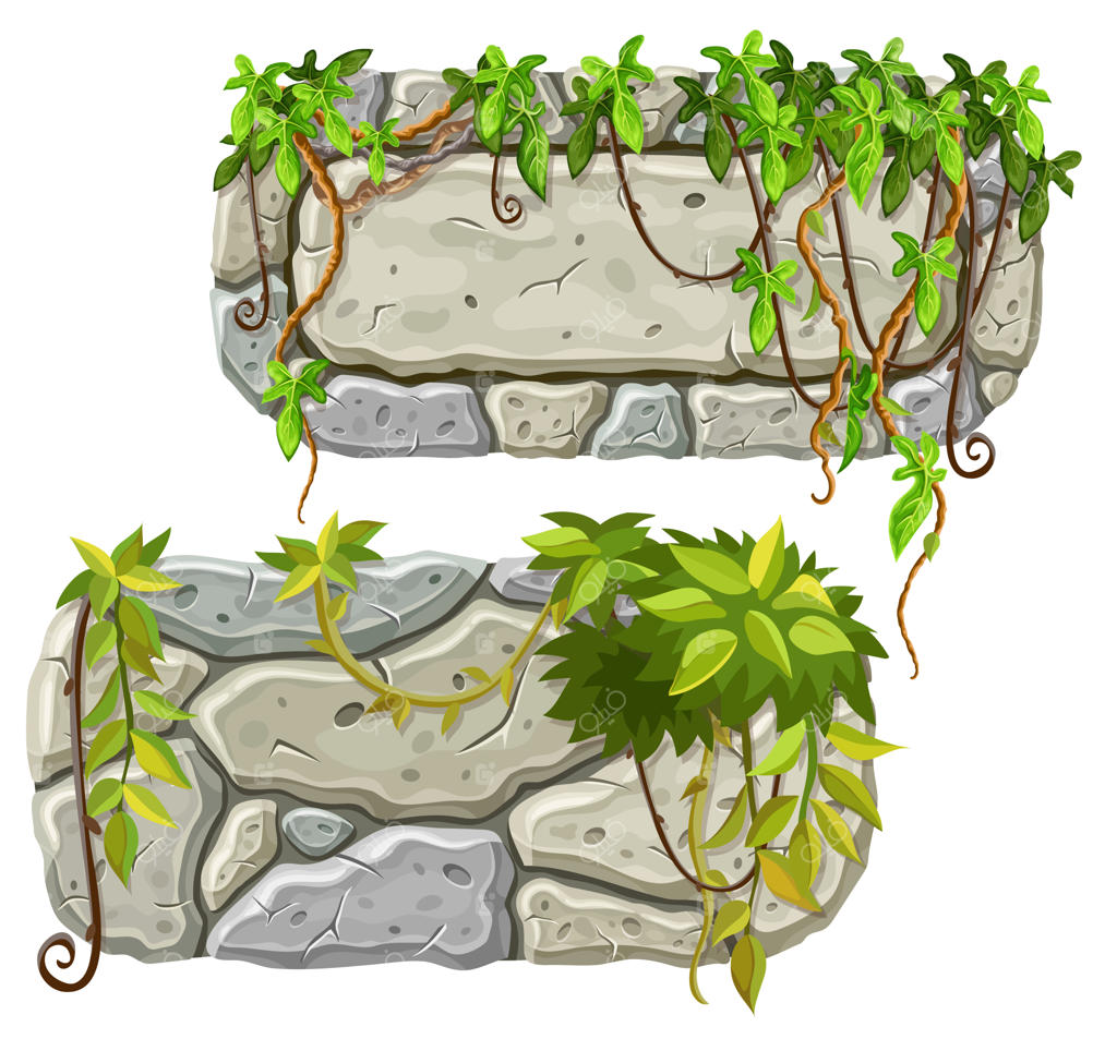 تزیین تخته‌های سنگی با برگ‌های لیانا