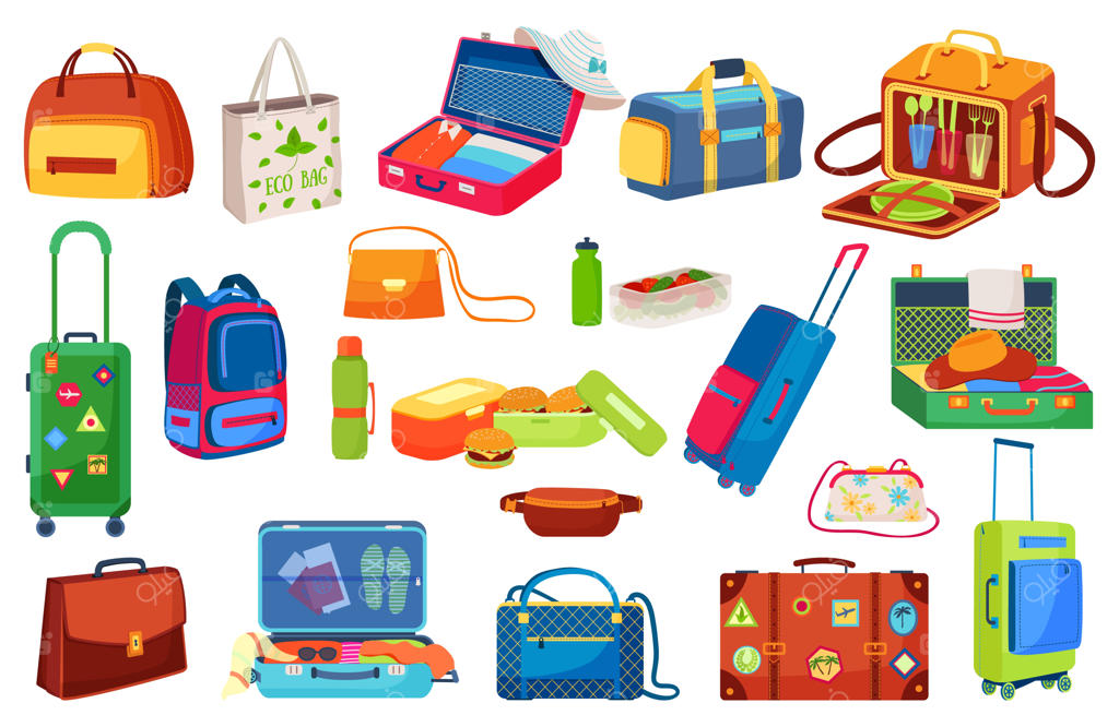 مجموعه‌ تصویرسازی‌های نماد چمدان‌های مسافرتی