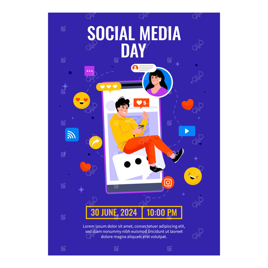 قالب پوستر عمودی برای جشن روز رسانه‌های اجتماعی