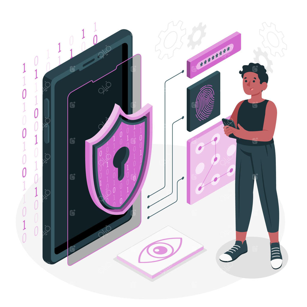 تصویرسازی مفهومی رمزگذاری موبایل