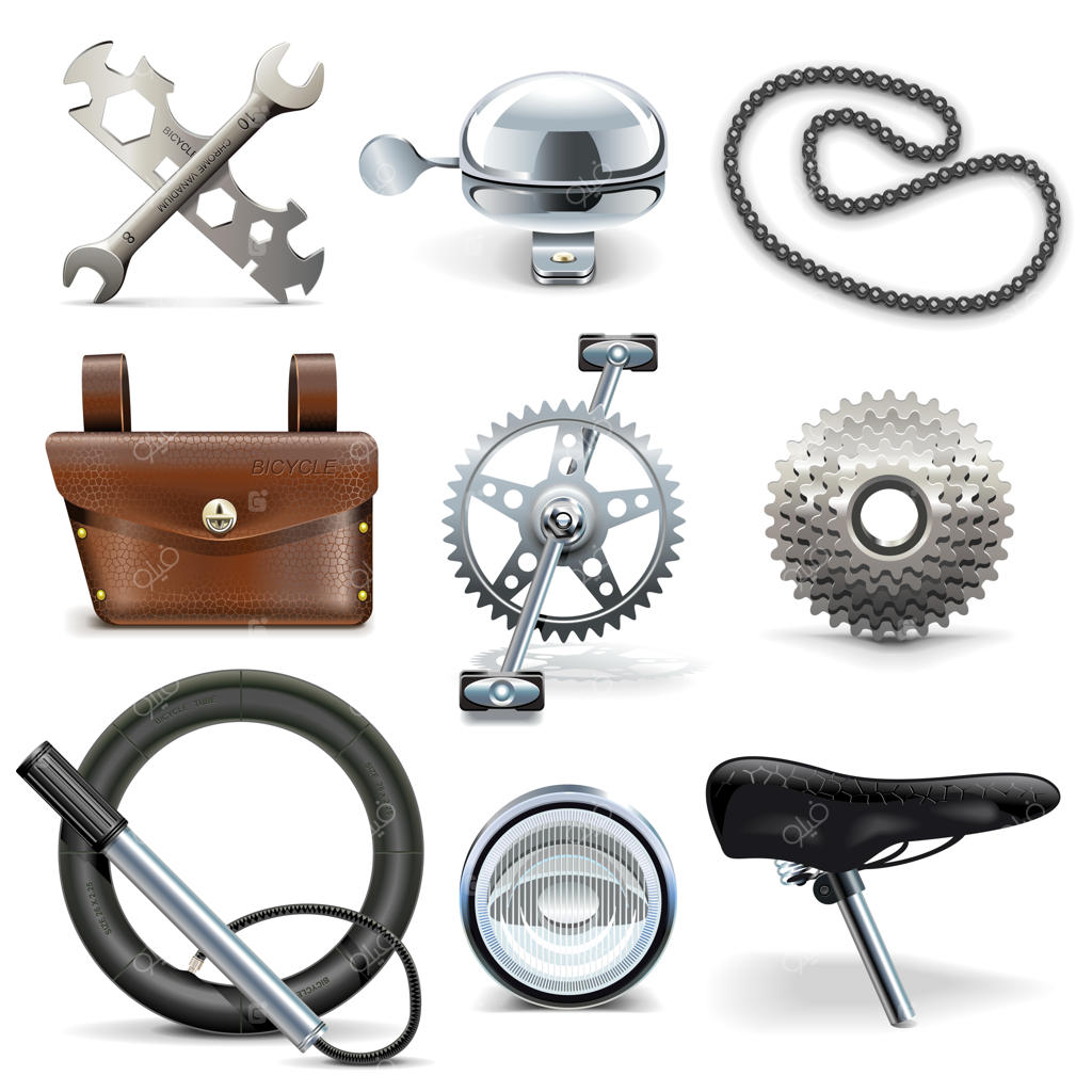 آیکون‌های برداری دوچرخه بر روی پس‌زمینه سفید