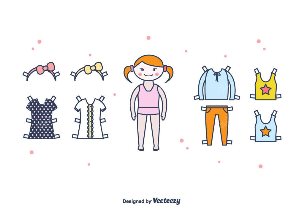 مجموعه وکتور عروسک کاغذی