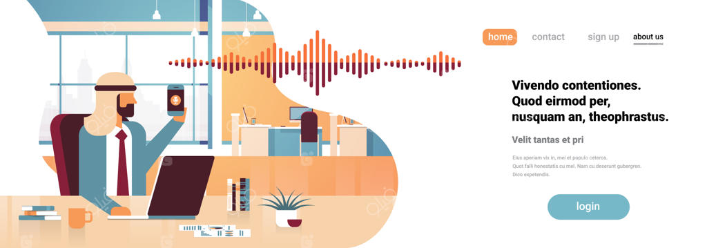 بنر هوشمند مرد عرب با تلفن همراه