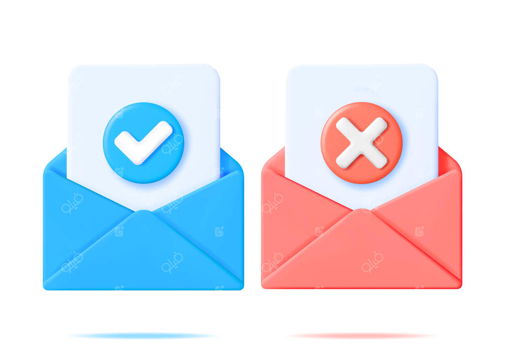 پاکت کاغذی سه‌بعدی با علامت تیک و ضربدر