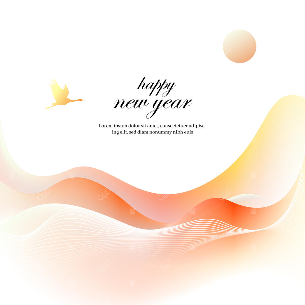 پس‌زمینه سال نو مبارک با امواج نارنجی و آبی