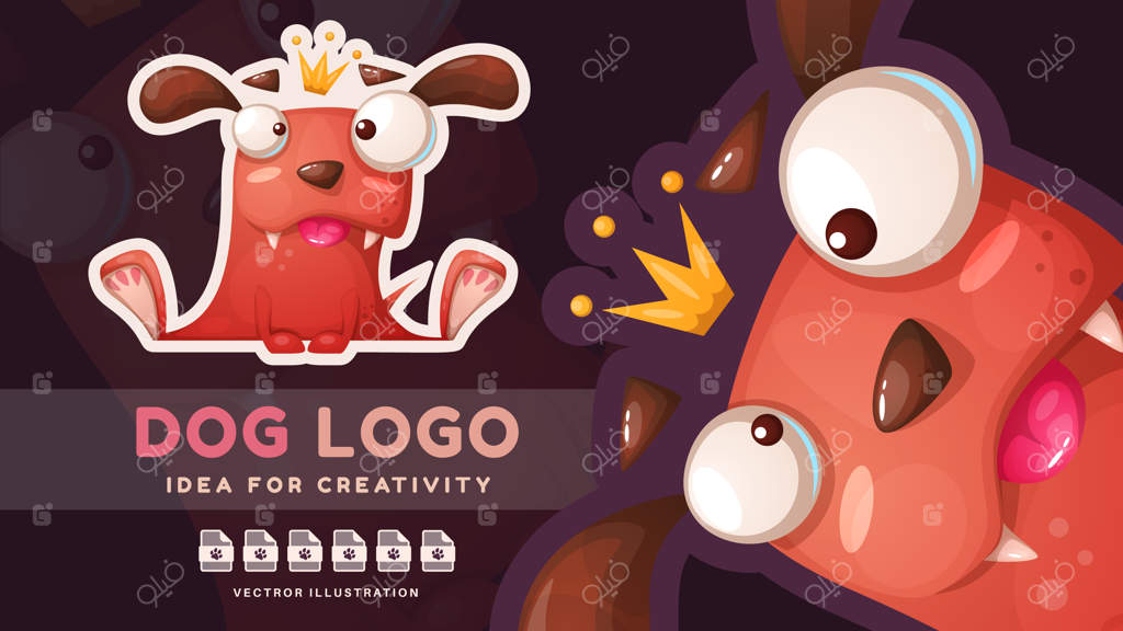 شخصیت کارتونی حیوان: سگ زیبا و برچسب خنده‌دار