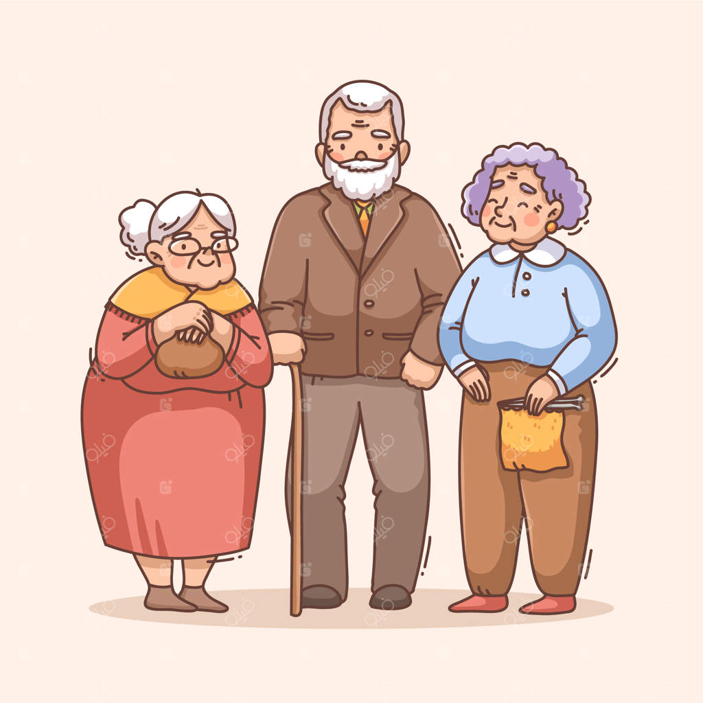 تصویرسازی افراد سالخورده به صورت دستی