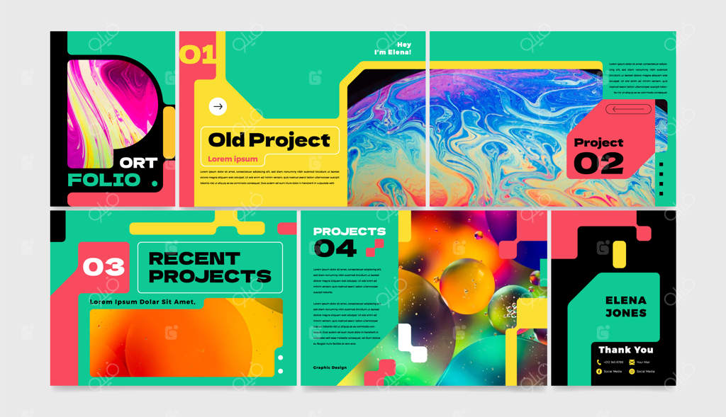 طراحی قالب پورتفولیو دست‌ساز