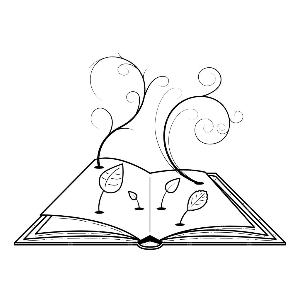 طرح خطی ساده کتاب باز سیاه با نشانک به سبک طرح وکتور و طراحی دوودل