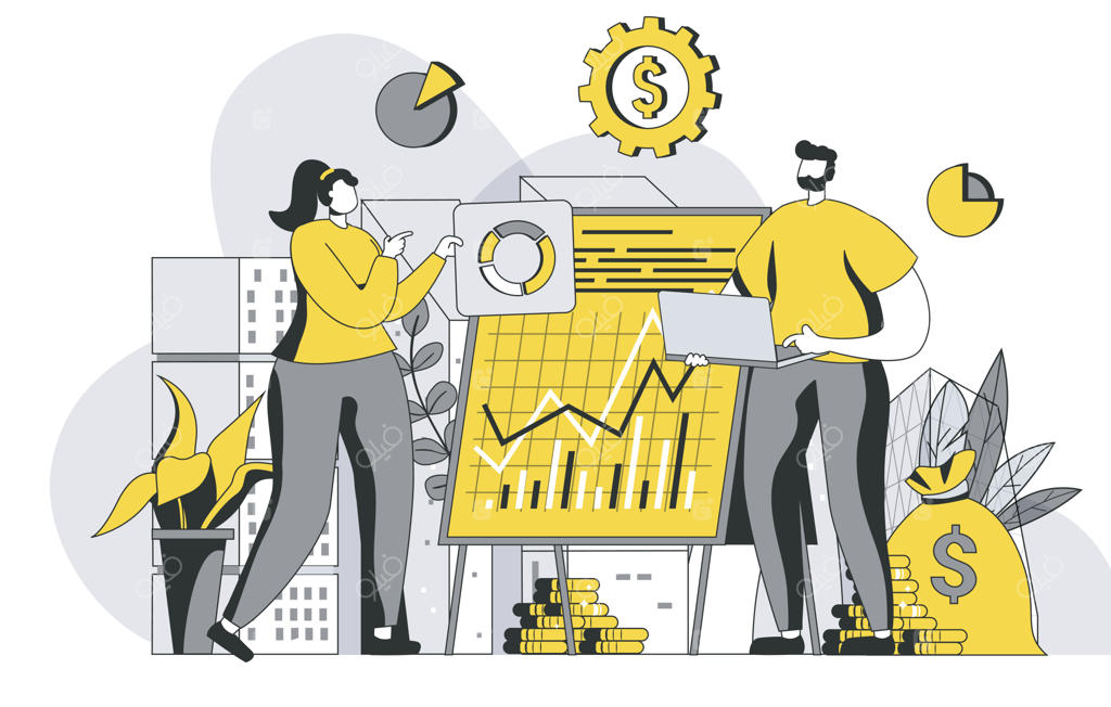 مفهوم مدیریت مالی با صحنه افراد در حال شمارش و تحلیل داده‌ها