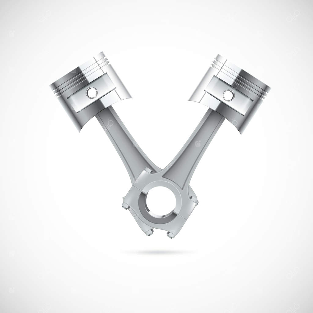 دو پیستون روی پس‌زمینه سفید.