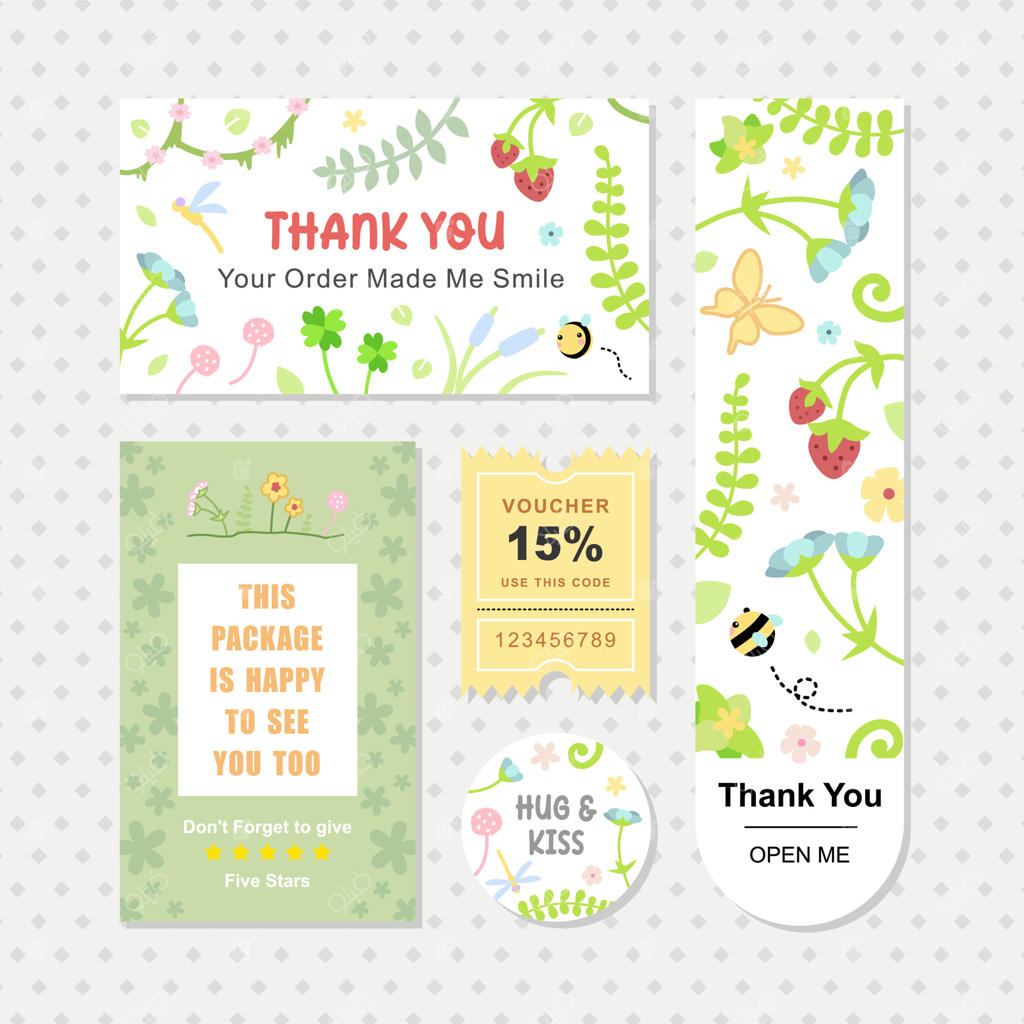 طرح گل‌های دست‌کشیده برای کسب‌وکار آنلاین کارت تبریک