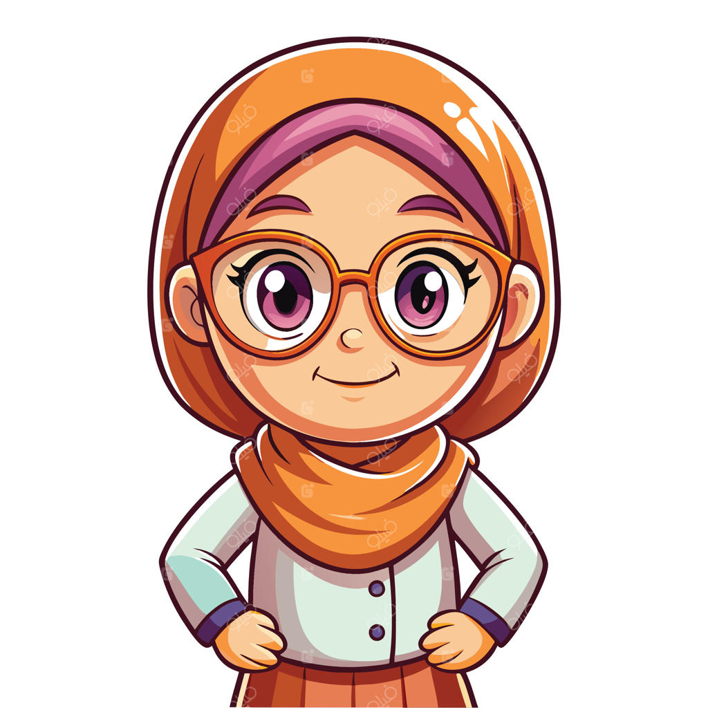 دختر کارتونی مسلمان با حجاب و عینک
