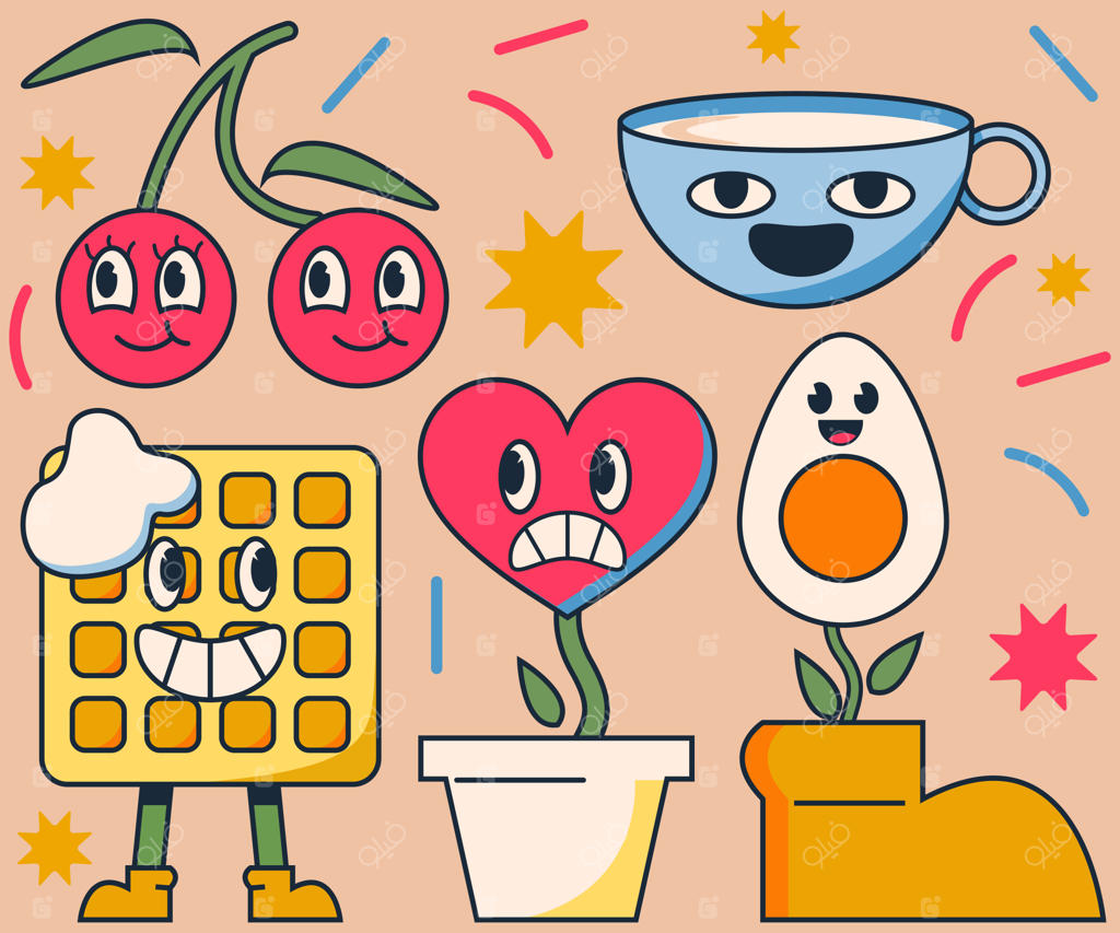 تصویر صبحانه به سبک کارتونی سنتی