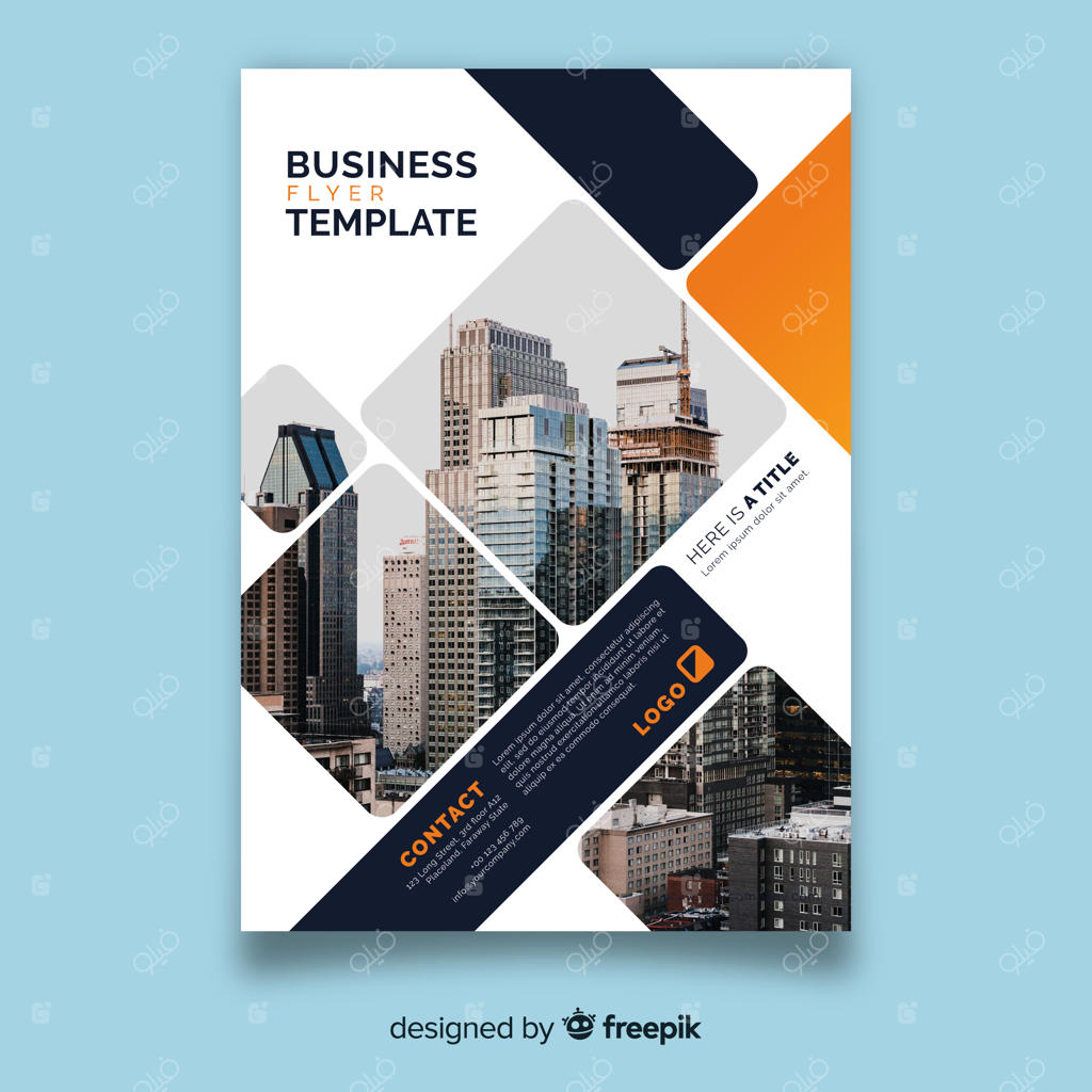 تراکت مدرن کسب‌وکار با طراحی موزاییک عکس