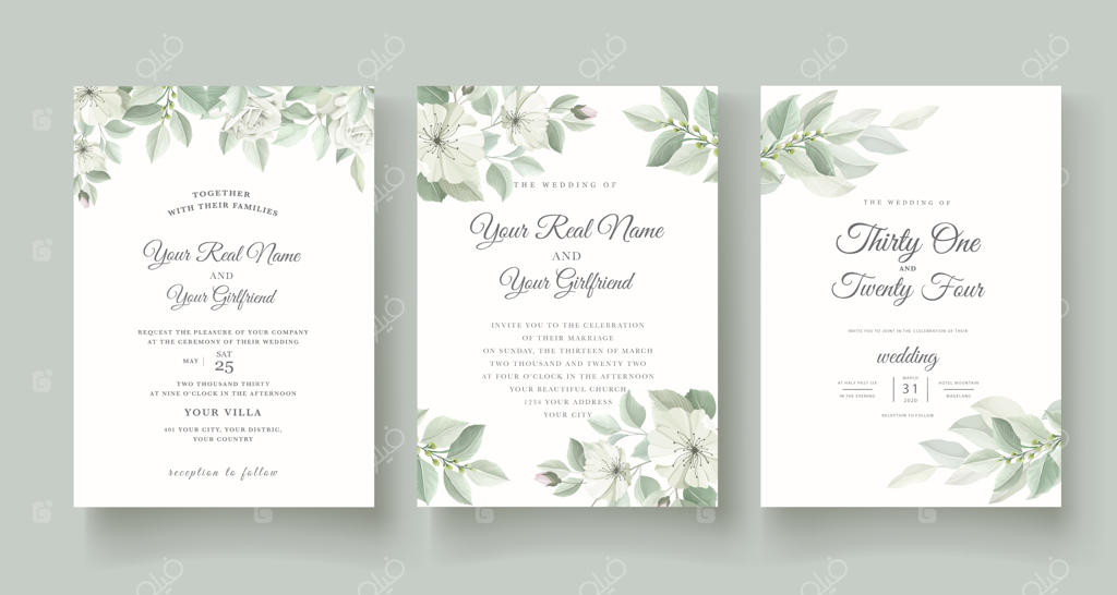 قالب کارت دعوت با طرح گل‌های زیبا