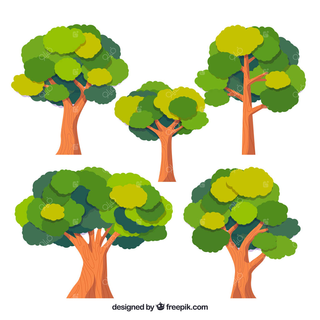 مجموعه درختان به سبک نقاشی دستی