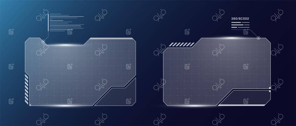 مجموعه قاب‌های کاربری دیجیتال پیشرفته علم‌-تخیلی برای منوی بازی‌های ویدیویی پیشرفته