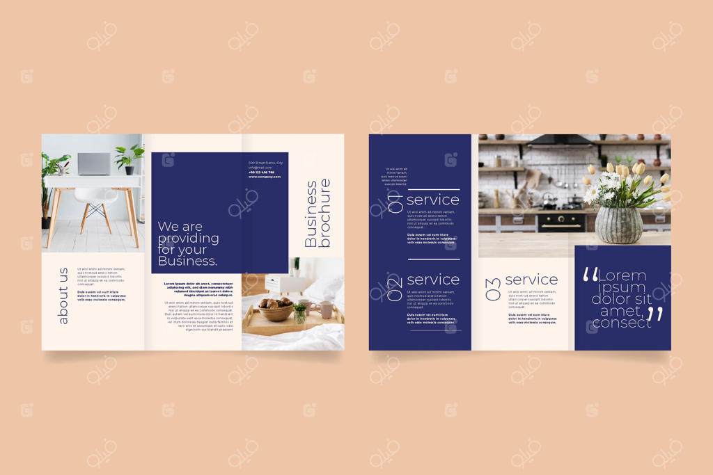 قالب بروشور سه‌لت‌‌ف به همراه جلو و پشت