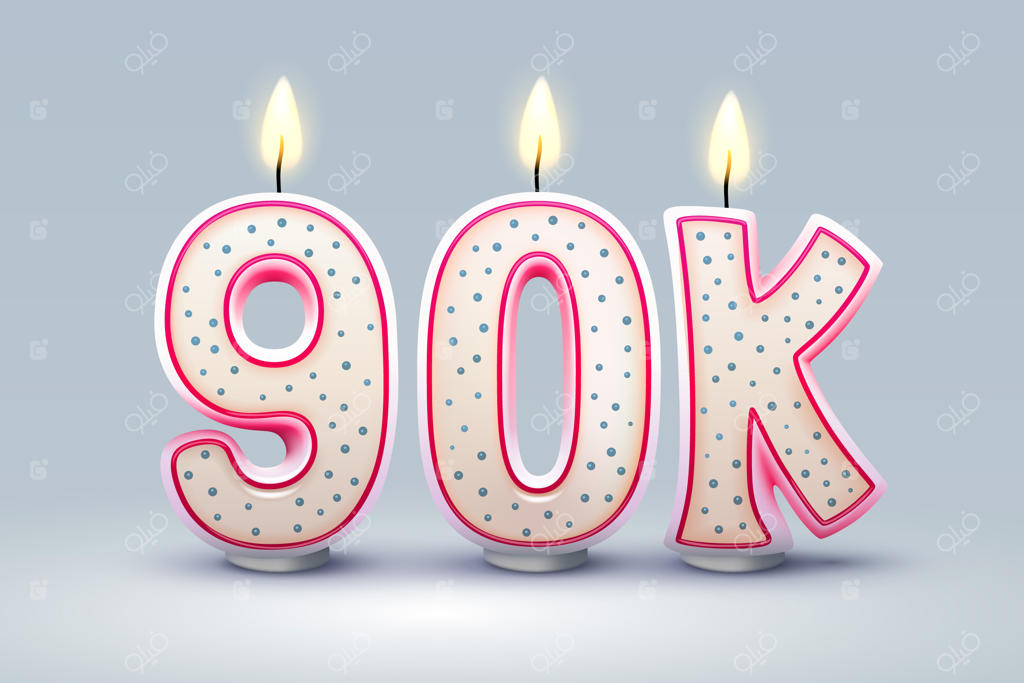 90 هزار دنبال‌کننده: شمع‌های تبریک به شکل اعداد وکتور
