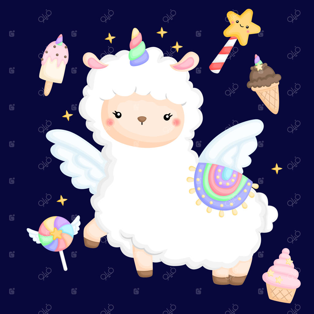 لامای بامزه با کلی خوراکی جذاب