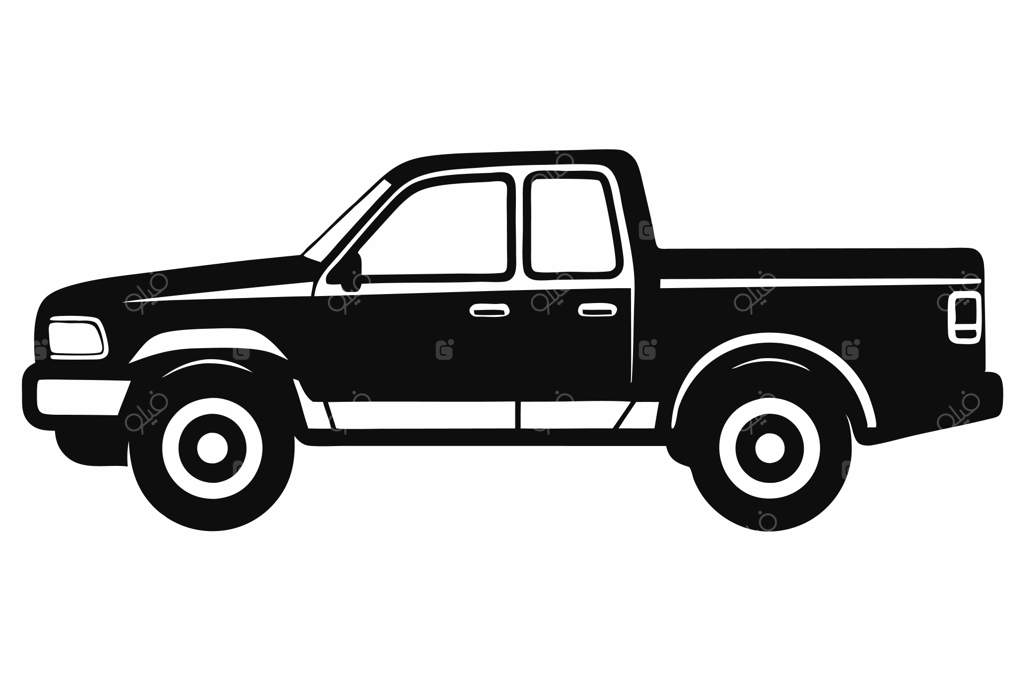 طرح برداری سایه‌نما وانت با پس‌زمینه سفید