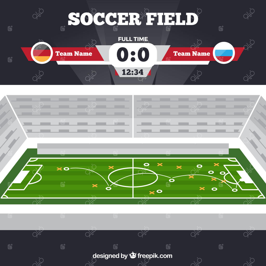 زمینه زمین فوتبال با تابلو امتیازات