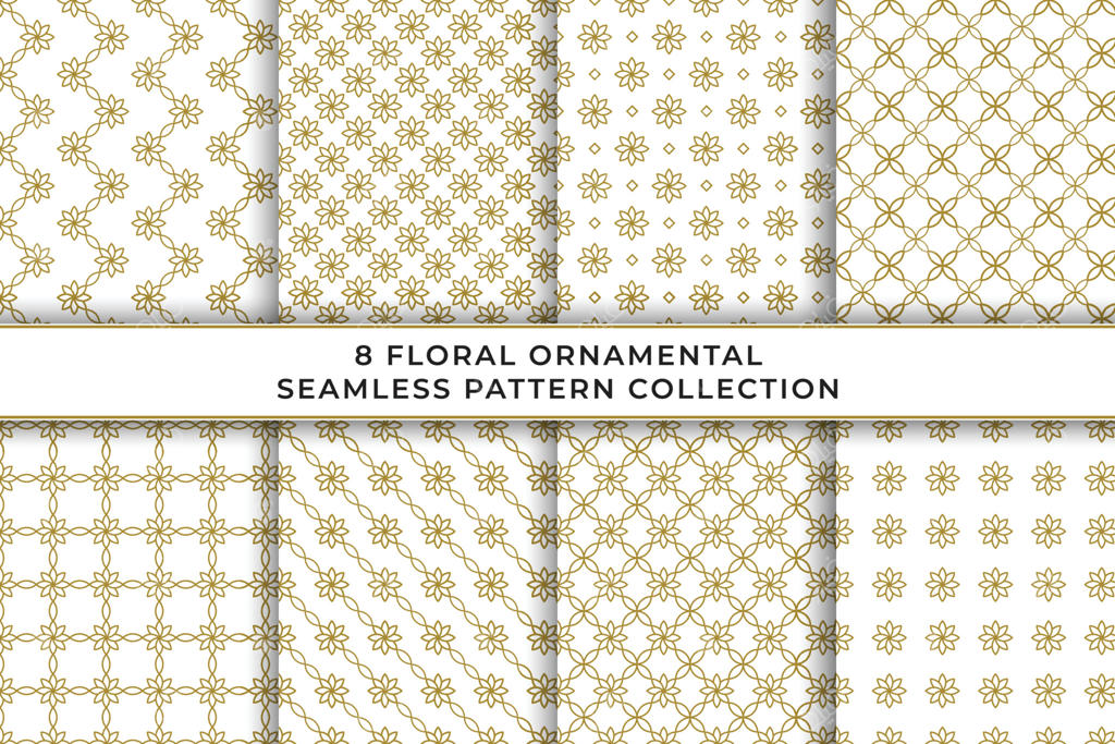 مجموعه طرح وکتور نقش و نگار گل‌های زیبا و تکرارشونده