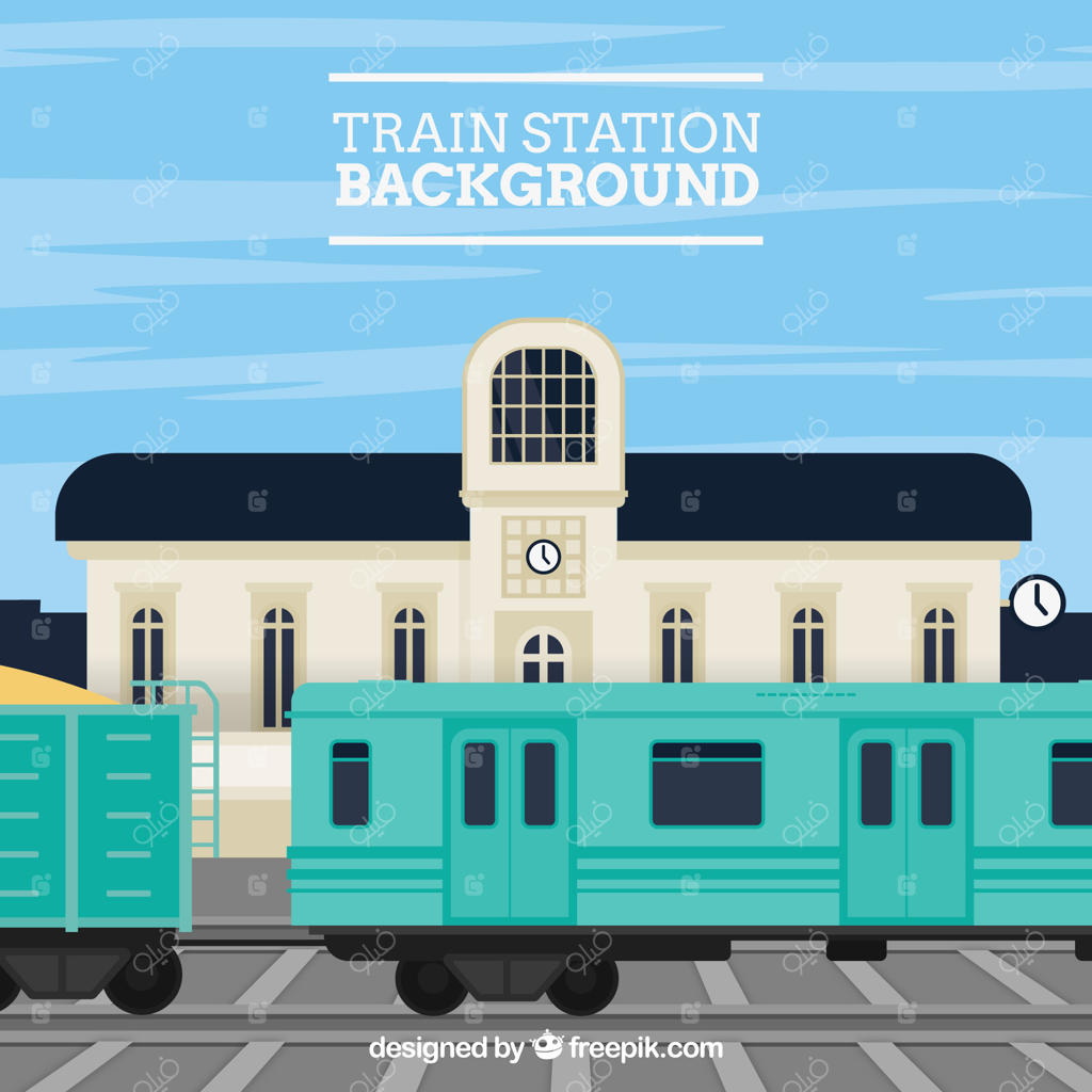 زمینه ساده با ایستگاه قطار و ساختمان